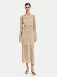 Fracomina Sukienka dzianinowa FS25SD5004K514O7 Beżowy Slim Fit. Brązowe sukienki damskie Fracomina, l, bez wzorów, z dzianiny, bez kołnierzyka, bez ramiączek. Za 349.99 zł.