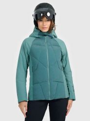 4F Kurtka narciarska w kolorze turkusowym rozmiar: M. Niebieskie kurtki narciarskie i snowboardowe damskie 4f, m, bez wzorów, bez kaptura, narciarskie, primaloft. Za 479.76 zł.