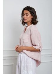 Fleur de Lin Lniana bluzka "Helly" w kolorze jasnoróżowym rozmiar: M. Różowe bluzki damskie Fleur de Lin, m, bez wzorów, ze lnu, bez kołnierzyka, bez ramiączek. Za 167.28 zł.