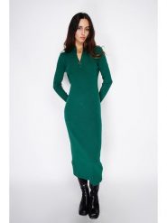 ASSUILI Kaszmirowa sukienka dzianinowa w kolorze ciemnozielonym rozmiar: 40. Zielone sukienki damskie Assuili, bez wzorów, z dzianiny, klasyczne, bez kołnierzyka, bez ramiączek, maxi. Za 147.91 zł.