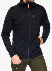 Kurtka polarowa męska Fjallraven Keb Fleece Hoodie. Czarne kurtki outdoor męskie Fjällräven, m, bez wzorów, z elastanu, bez kaptura. Za 906.39 zł.