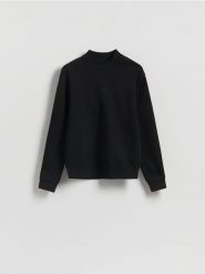 Bluza ze stójką - czarny. Czarne bluzy bez kaptura męskie Reserved, l, z bawełny. Za 99.99 zł.