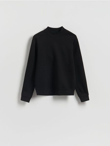 Bluza ze stójką - czarny. Czarne bluzy bez kaptura męskie Reserved, l, z bawełny. Za 99.99 zł.