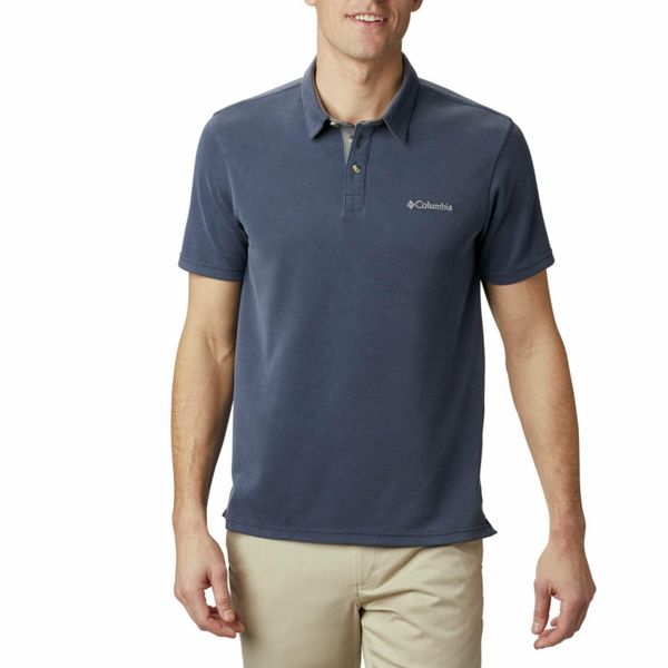 Koszulka polo męska Columbia Nelson Point Polo. Niebieskie koszulki polo męskie Columbia, m, bez wzorów, bez ramiączek. Za 139.99 zł.