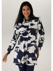Aniston Bluzka w kolorze granatowo-białym rozmiar: 40. Niebieskie bluzki damskie Aniston, bez wzorów, z wiskozy, bez kołnierzyka, bez ramiączek. Za 61.02 zł.