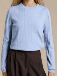 Sweter w prążki - błękitny. Niebieskie swetry klasyczne damskie Sinsay, l, bez kołnierzyka. Za 39.99 zł.