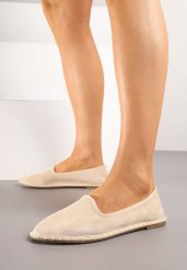 Beżowe Espadryle Balerinki z Ozdobnymi Przeszyciami Firavione. Brązowe baleriny damskie Born2be, bez wzorów, bez obcasa. Za 44.99 zł.