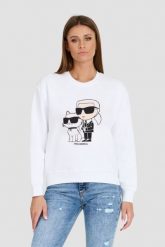 KARL LAGERFELD Biała bluza damska Ikonik 2.0. Białe bluzy bez kaptura damskie Karl Lagerfeld, s, z bawełny. W wyprzedaży za 639.99 zł.