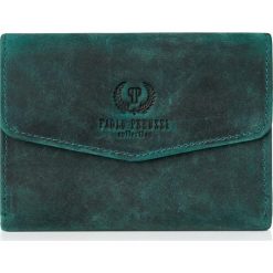 Portfel damski skórzany PAOLO PERUZZI zielony T-35-GR. Zielone portfele damskie Paolo Peruzzi, bez wzorów, ze skóry. Za 69.99 zł.