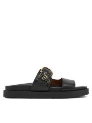Tommy Hilfiger Klapki FW0FW08512 Czarny. Czarne klapki damskie Tommy Hilfiger, bez wzorów, ze skóry, bez obcasa. Za 469.99 zł.