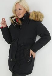 Czarno-Czerwona Kurtka Parka Dwustronna Sikave. Czarne kurtki damskie Born2be, xl, bez wzorów, z jeansu. Za 159.99 zł.