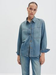 Someday Bluzka dżinsowa "Zutie" w kolorze niebieskim rozmiar: 42. Niebieskie bluzki damskie Someday, bez wzorów, z bawełny, bez kołnierzyka, bez ramiączek. Za 203.45 zł.