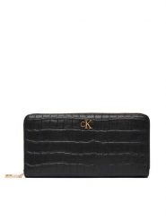 Calvin Klein Portfel Ck Croc Long Zip Around LV04F1096G Czarny. Czarne portfele damskie CALVIN KLEIN, bez wzorów, ze skóry. Za 309.99 zł.
