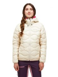Kurtka Peak Performance puchowa damska Helium Down Hood Jacket beżowa - L. Brązowe kurtki damskie Peak Performance, na lato, l, bez wzorów, z elastanu, bez kaptura. Za 1,235.85 zł.