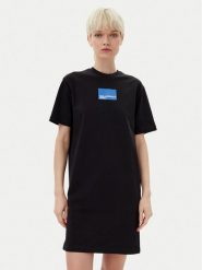 KARL LAGERFELD Sukienka codzienna A2W13028 Czarny Regular Fit. Czarne sukienki damskie Karl Lagerfeld, na co dzień, xl, bez wzorów, z bawełny, bez kołnierzyka, bez ramiączek, proste. Za 259.99 zł.