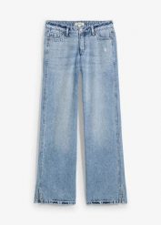 Dżinsy Loose Straight, mid waist, low stretch. Niebieskie jeansy damskie bonprix. Za 99.99 zł.