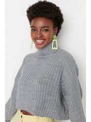 Trendyol Golf w kolorze szarym rozmiar: M. Szare golfy damskie Trendyol, m, bez wzorów, bez ramiączek. Za 108.99 zł.