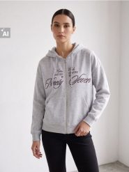 Dresowa rozpinana bluza z kapturem - szary. Szare bluzy z kapturem damskie Sinsay, l, z dresówki. Za 49.99 zł.