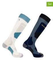 SALOMON Skarpety narciarskie (2 pary) "Access" w kolorze niebiesko-kremowym rozmiar: 39-41. Brązowe skarpetki męskie Salomon, bez wzorów, prążkowane. Za 73.93 zł.