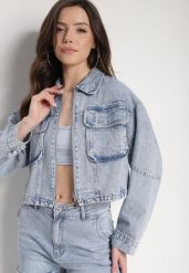 Niebieska Kurtka Jeansowa o Skróconym Oversizowym Fasonie z Bawełny Elimess. Niebieskie kurtki damskie Born2be, m, bez wzorów, z bawełny, bez kaptura. Za 169.99 zł.