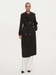 Elisabetta Franchi Płaszcz wełniany CP-57D-46E2 Czarny Regular Fit. Czarne płaszcze damskie Elisabetta Franchi, bez wzorów, z wełny. Za 3,849.00 zł.