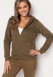 Ciemnozielona Bluza z Kapturem Sithi. Zielone bluzy z kapturem damskie Born2be, l, z jeansu. Za 59.99 zł.