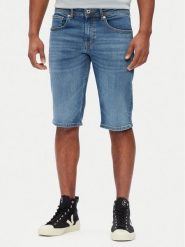 Pepe Jeans Szorty jeansowe Cash PM801081 Niebieski Straight Fit. Niebieskie szorty męskie Pepe Jeans, z bawełny, bez kołnierzyka. Za 179.99 zł.