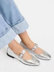 Lasocki Baleriny CEO-RST-ROMI-94 Srebrny. Szare baleriny damskie Lasocki, bez wzorów, ze skóry, bez obcasa. Za 169.99 zł.