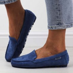 Niebieskie ażurowe zamszowe mokasyny damskie Potocki 09301. Niebieskie mokasyny damskie POTOCKI, z zamszu. Za 149.00 zł.