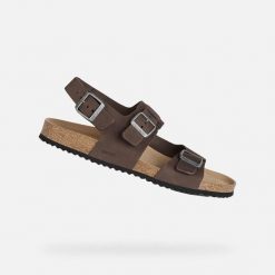 Sandały GEOX U SANDAL GHITA Brązowy. Brązowe sandały męskie Geox, ze skóry, bez zapięcia. Za 317.99 zł.