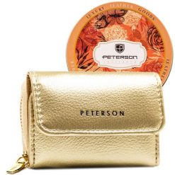 Portfel damski Peterson PTN 011-WEI-PUS złoty. Żółte portfele damskie Peterson, bez wzorów, ze skóry ekologicznej. Za 74.00 zł.