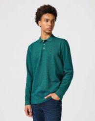 WRANGLER MĘSKA KOSZULKA LS REFINED POLO VERDANT GREEN 112357285 W8F3014320. Zielone koszulki polo męskie Wrangler, l, bez wzorów, bez ramiączek. Za 89.99 zł.