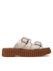 Clarks Klapki Torhill Slide 26176430 Beżowy. Brązowe klapki damskie Clarks, bez wzorów, ze skóry, bez obcasa. Za 399.99 zł.