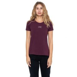 Leone 1947 Never Without Damen Kurzarm-T-Shirt with Strass-Logo. Czerwone t-shirty damskie LEONE 1947 APPAREL, bez wzorów, z bawełny, bez kołnierzyka. W wyprzedaży za 84.20 zł.