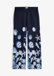Spodnie palazzo z lejącej wiskozy. Niebieskie spodnie materiałowe damskie bonprix, bez wzorów, z wiskozy. Za 112.99 zł.