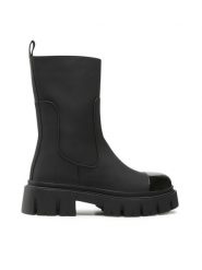 Jenny Fairy Botki WS5816-04 Czarny. Czarne botki damskie Jenny Fairy, ze skóry, bez obcasa, na płaskiej podeszwie, bez zapięcia. Za 119.99 zł.