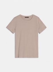 Koszulka basic - beżowy. Brązowe t-shirty damskie Sinsay, l, bez wzorów, bez kołnierzyka. W wyprzedaży za 6.99 zł.