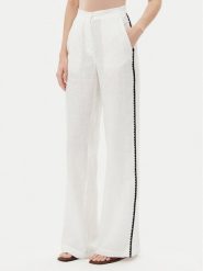 ICONA Spodnie materiałowe RP5LE005 Biały Relaxed Fit. Białe spodnie materiałowe damskie ICONA, bez wzorów, ze lnu. Za 569.99 zł.