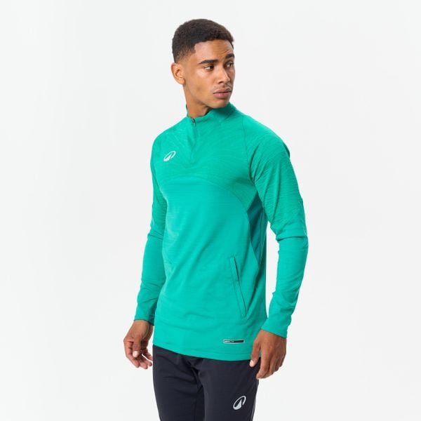 Bluza piłkarska Kipsta CLR Club na krótki suwak. Zielone bluzy bez kaptura męskie KIPSTA, l, z materiału. Za 139.99 zł.