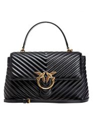 Pinko Skórzana torebka w kolorze czarnym - 34 x 22 x 13 cm rozmiar: onesize. Czarne torebki klasyczne damskie Pinko, bez wzorów, z materiału, z tłoczeniem, bez dodatków. Za 1,720.45 zł.