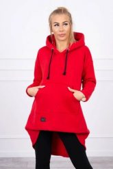 Bluza ocieplana z długim tyłem i kapturem czerwona. Czerwone bluzy z kapturem damskie KESI, l, z bawełny. Za 238.37 zł.