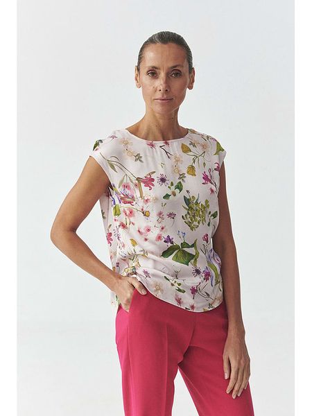 TATUUM Bluzka "Afeli" w kolorze kremowym ze wzorem rozmiar: 38. Brązowe bluzki damskie Tatuum, bez wzorów, z wiskozy, bez kołnierzyka, bez ramiączek. Za 106.38 zł.