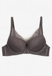 Ciemnofioletowy Biustonosz Typu Push-Up o Gładkim Wykończeniu Nansiala. Fioletowe biustonosze Born2be, bez wzorów. Za 34.99 zł.