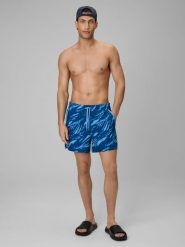 4F Spodenki plażowe boardshorty męskie - turkusowe XL. Niebieskie szorty męskie 4f, bez wzorów, z materiału. Za 99.99 zł.