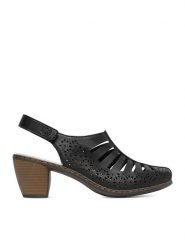 Rieker Sandały CEO-40959-00 Czarny. Czarne sandały damskie Rieker, bez wzorów, ze skóry, bez obcasa, na słupku. Za 319.99 zł.