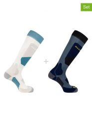SALOMON Skarpety narciarskie (2 pary) "Access" w kolorze niebiesko-kremowym rozmiar: 45-47. Brązowe skarpetki męskie Salomon, bez wzorów, prążkowane. Za 78.47 zł.