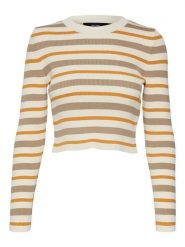 Vero Moda Koszulka "Anita" w kolorze szaro-kremowym rozmiar: XL. Brązowe bluzki damskie Vero Moda, xl, bez wzorów, ze splotem, bez kołnierzyka, bez ramiączek. Za 37.30 zł.
