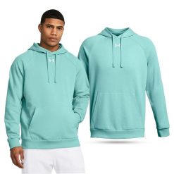 Bluza fitness męska UNDER ARMOUR Rival Fleece Hoodie z kapturem. Niebieskie bluzy z kapturem męskie Under Armour, m. Za 234.00 zł.