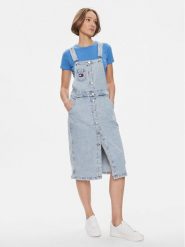 Tommy Jeans Sukienka jeansowa DW0DW17207 Niebieski Regular Fit. Niebieskie sukienki damskie Tommy Jeans, xs, bez wzorów, z bawełny, bez kołnierzyka, bez ramiączek. Za 289.99 zł.