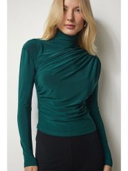 Happiness Istanbul Bluzka w kolorze ciemnozielonym rozmiar: 36. Zielone bluzki damskie Happiness Istanbul, bez wzorów, bez kołnierzyka, bez ramiączek. Za 60.99 zł.